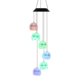 Uutvmp Ghost Solar Wind Chimes for Outside Gifts for Grandma Hanging LED Ghost Solar Ghost Lights Color Changing Windchimes Outside for Garden Porch Patio Yard Window