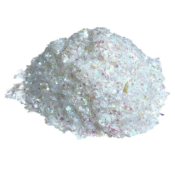 Uutvmp Glitter Artificial Snow, Christmas Iridescent Fake Snow Powder, Filler Holographic White Chunky White Glitter DIY Arts Crafts, Xmas Party Decoration Supplies, 0.55LB