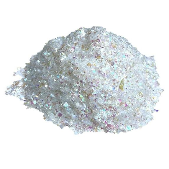 Uutvmp Glitter Artificial Snow, Christmas Iridescent Fake Snow Powder, Filler Holographic White Chunky White Glitter DIY Arts Crafts, Xmas Party Decoration Supplies, 0.55LB
