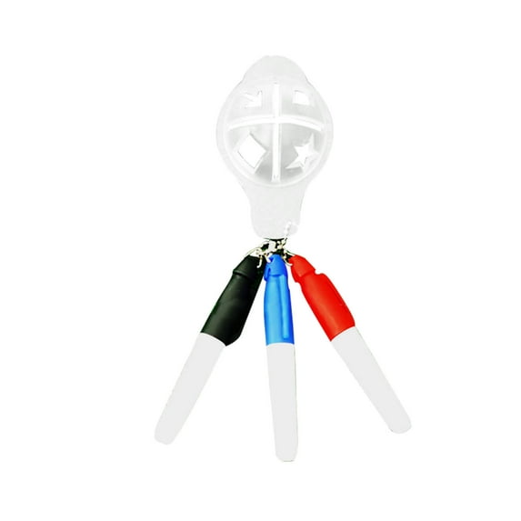 Uutvmp Golf Marking Tool, Golf Cap Shaped Line Drawing Device, Competition Push Rod Line Marking Pen, non Fading Course Accessories, Transparent Black Line Drawing Device+3 3-Color Pens
