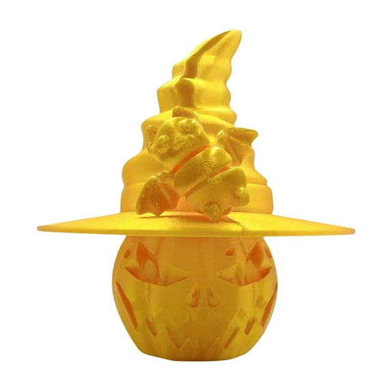 Uutvmp Halloween 3D Printing Pumpkin Witch Hat, Halloween Pumpkin with Removable Witch Hat, Halloween Pumpkin Witch Hat Box, Halloween Ornament