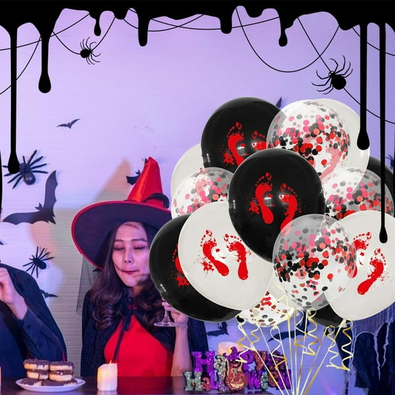 Uutvmp Halloween Balloons Black Orange Balloons Set, 15Pcs 12inch Black White Orange Confetti Latex Balloons Halloween Balloons for Halloween Celebration Party Bar Decoration