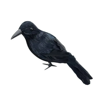 Uutvmp Halloween Black Crows Feathered Crows Realistic Looking Halloween Handmade Feathered Crow for Halloween Indoor Outdoors Ravens Birds Decoration