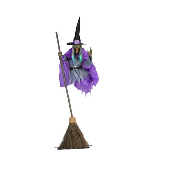 Uutvmp Halloween Decorations Outdoor, Hovering Witch with Scary Sounds and LED Eyes, Animated Scary Props Haunted House Decor for Garden Yard Lawn Outside