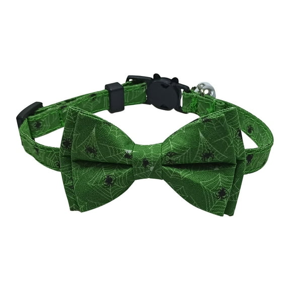 Uutvmp Halloween Dog Collar with Bowtie Adjustable, Halloween Spooky Dog Collar with Eco Friendly Plastic Buckle, Spooky Skull Bat Tree Moon Pumpkin Dog Collar for Small Medium Large Dogs