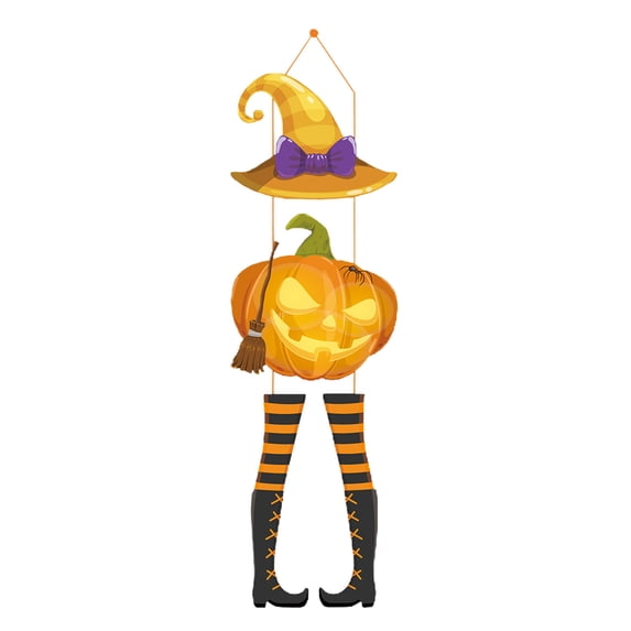 Uutvmp Halloween Door Decoration with Witch Hat,Pumpkin Monster and Legs Wreath,Hanging Paper Wall Decoration,for Home Room Indoor Outdoor Holiday Party Halloween Christmas
