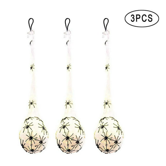 Uutvmp Halloween Hanging Decoration Light Up Spider Egg Sacks, Scary Spider Egg Sacks Halloween Props for Yard Haunted House Lawn Tree Outdoor Party Decor,3pcs