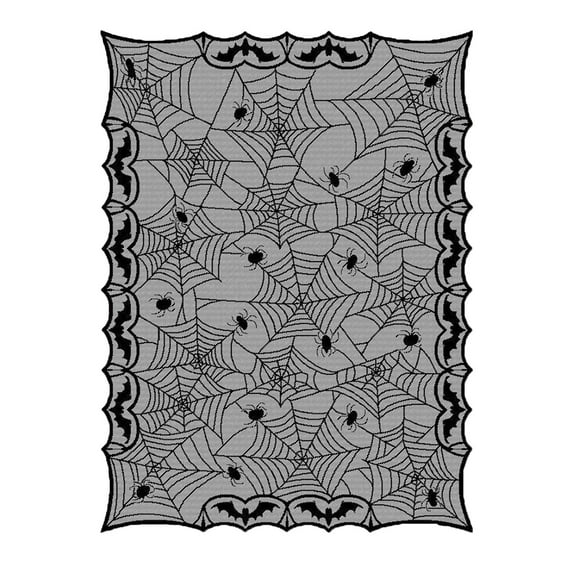Uutvmp Halloween Lace Tablecloth Black Spider Web Table Topper for Halloween Decoration Dinner Parties 47*63inch