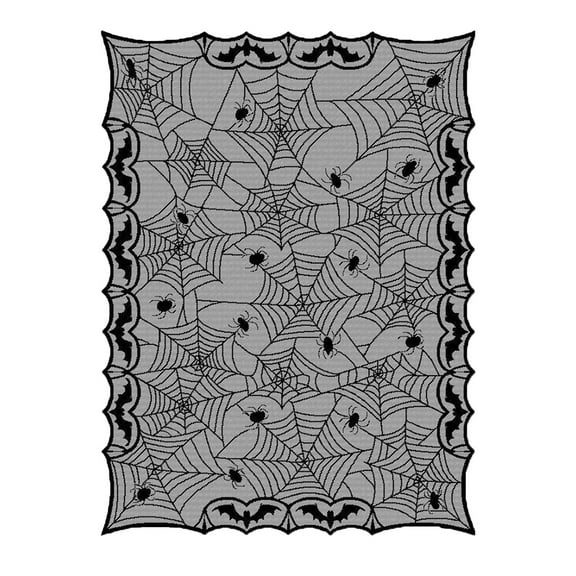 Uutvmp Halloween Lace Tablecloth Black Spider Web Table Topper for Halloween Decoration Dinner Parties 47*63inch