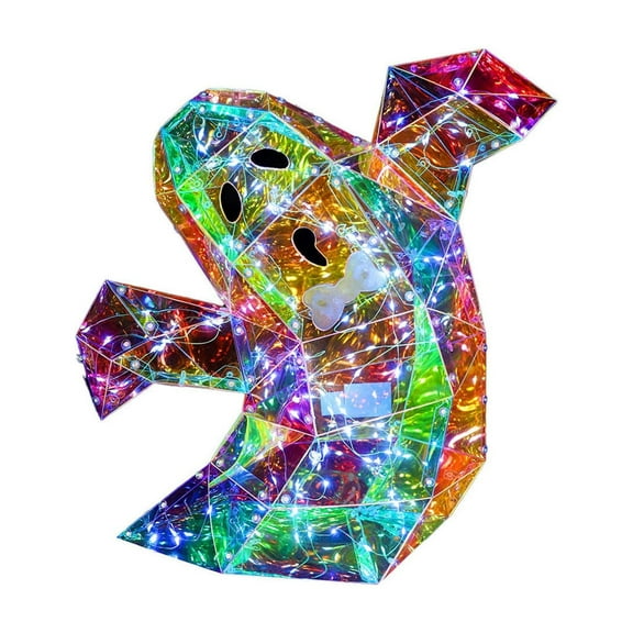 Uutvmp Halloween Prismatic Iridescent Spooky Ghost,LED Prismatic Halloween Decor,Halloween Ghost Decor,Iridescent Ghost Light,Halloween Ghost Decorations,Halloween Light Up Ghost Decoration