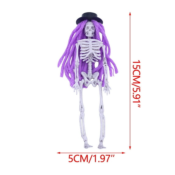 Uutvmp Halloween Skeletons Decorations 6 Inches Plastic Mini Skeleton Hanging Decoration Hanging Skeletons with Colorful Hair Skeleton Ornaments for Halloween Hanging Decor Haunted House Accessories