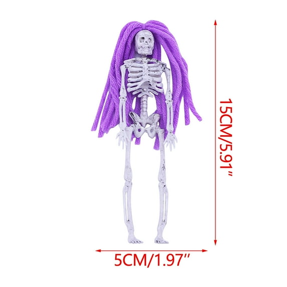 Uutvmp Halloween Skeletons Decorations 6 Inches Plastic Mini Skeleton Hanging Decoration Hanging Skeletons with Colorful Hair Skeleton Ornaments for Halloween Hanging Decor Haunted House Accessories
