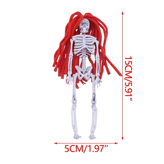 Uutvmp Halloween Skeletons Decorations 6 Inches Plastic Mini Skeleton Hanging Decoration Hanging Skeletons with Colorful Hair Skeleton Ornaments for Halloween Hanging Decor Haunted House Accessories