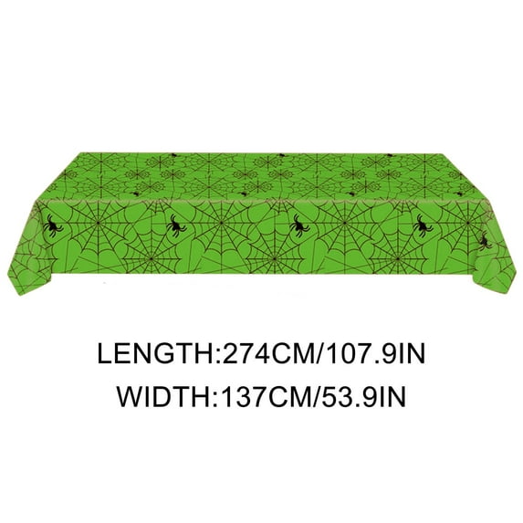 Uutvmp Halloween Spider Web Plastic Tablecloth, Spiderweb with Spiders Designs, Disposable Rectangle Table Cover for Dining, Birthday, Spooky Themed Decorations