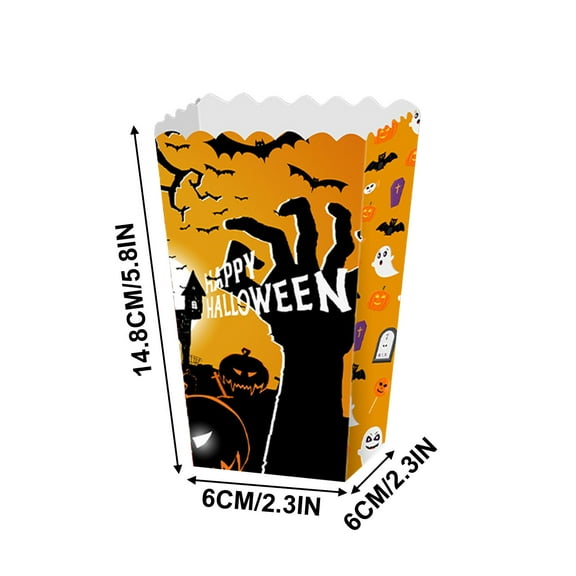 Uutvmp Halloween Supplies, Theme Favor Boxes, Halloween Popcorn Box, Spooky Treat Boxes, Scary Event Food Container, 12 Pop Corn Containers for Holloween and Events