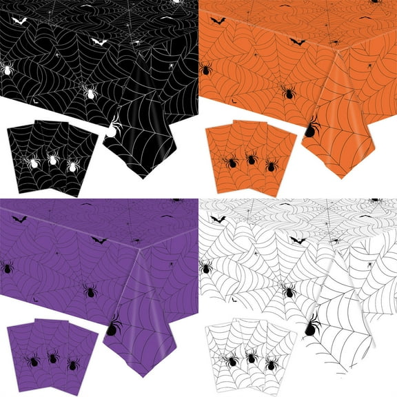 Uutvmp Halloween Tablecloth Plastic Disposable Waterproof Rectangular Tablecloth Halloween Spider Patterns Table Cover for Halloween Party Supplies Decoration Dinner Party 54x108Inch
