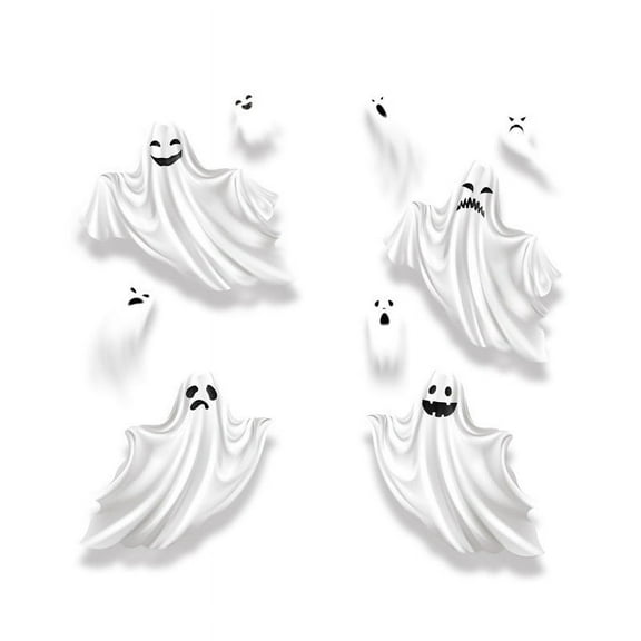 Uutvmp Halloween Window Cling Sticker, White Ghost Window Stickers, Removable Spooky Halloween Decorations, Cute Halloween Window Decals Static Window Ghost Clings for Glass Home Outdoor Decor