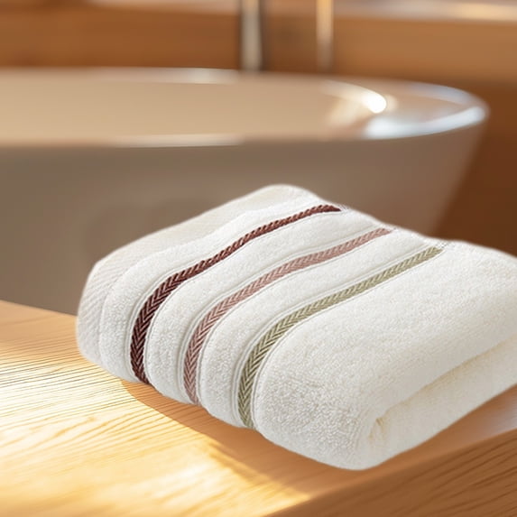 Uutvmp Hand Towel for Bathroom, Super Soft 100% Cotton Highly Absorbent Decorative Textured Striped Hand Towels for Bathroom, 13 x 27.56 Inch