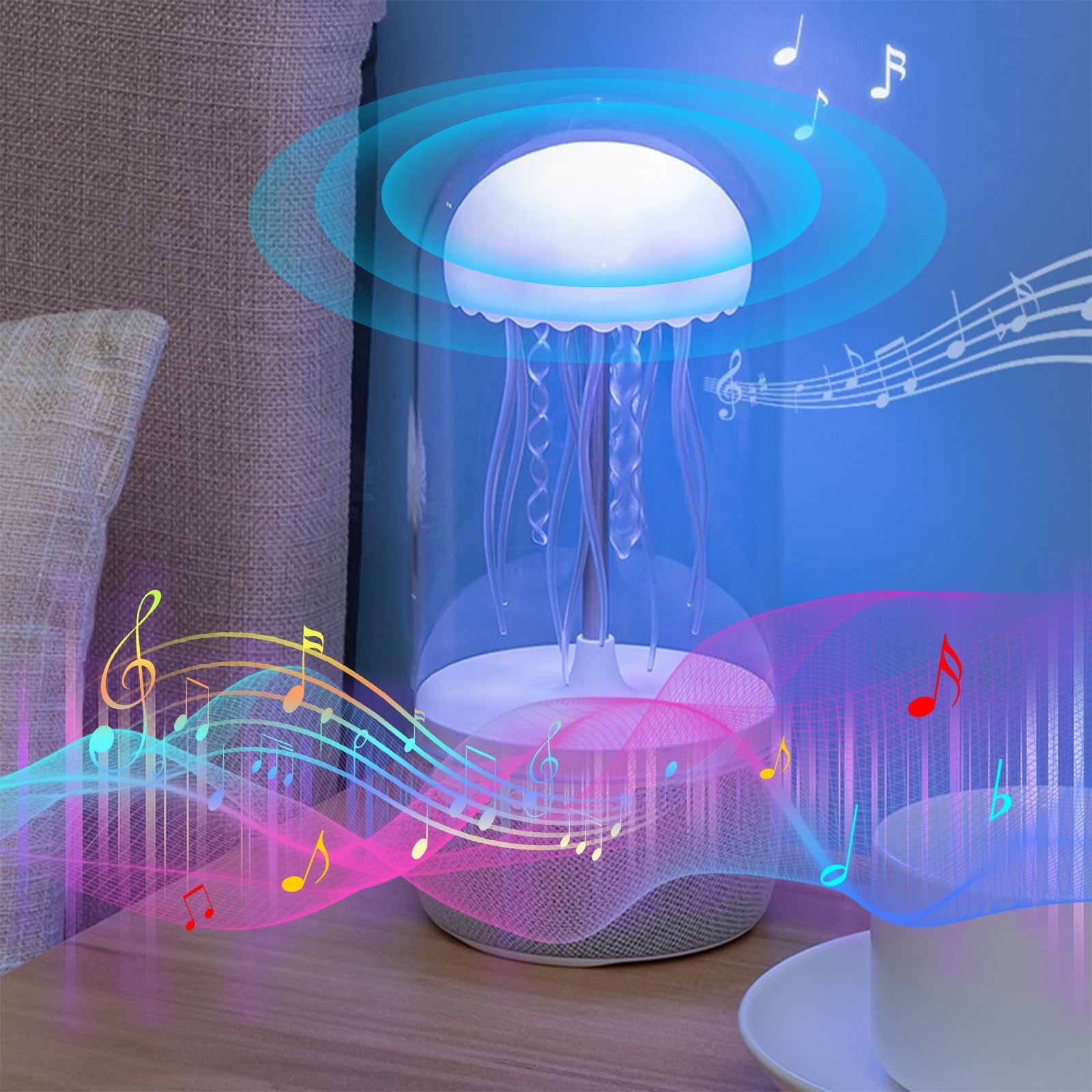 Uutvmp Jellyfish Lamp with Bluetooth Speaker, 7 Color Changing LED ...