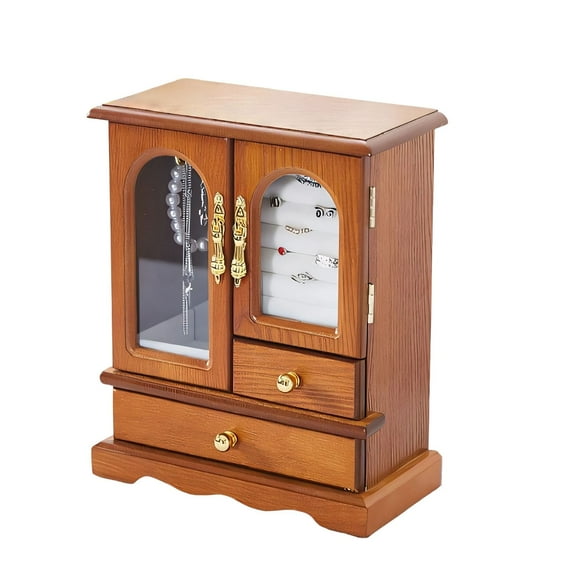 Uutvmp Kendal Wooden Jewelry Box for Women Graduation Gift, Solid Jewelry Organizer Mother Day Gifts, Wood Jewelry Case with Mirror for Necklaces Earring Rings