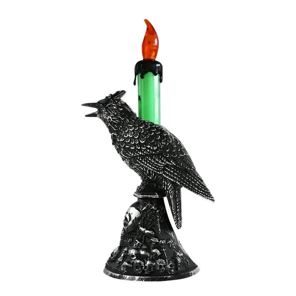 Uutvmp LED Raven Halloween Flameless Candles,Gothic Crow Desk Lamp,Halloween Candle Holder,Raven Halloween Flameless Candles,for Home Party Decoration