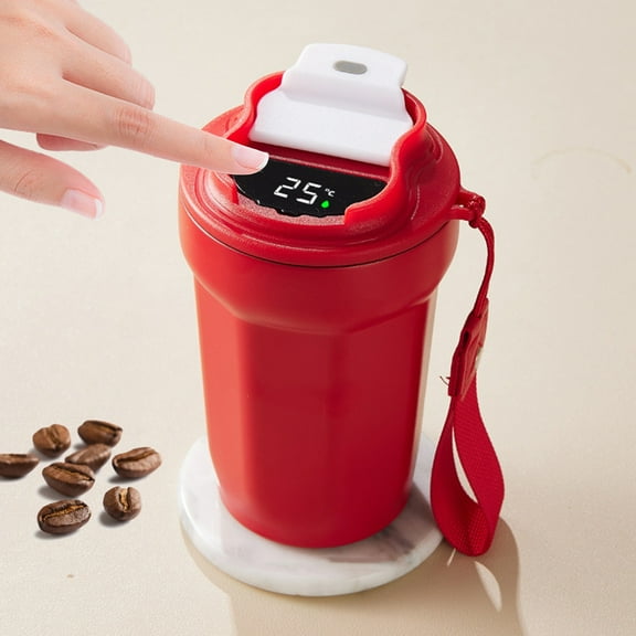 Uutvmp LED Temperature Display Coffee Mug Stainless Steel Thermos, Portable 500ml Capacity Stainless Steel Coffee Cup, Intelligent Coffee Cup, Leak-Proof Lid, Easy to Clean for Travel Office