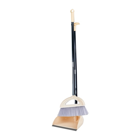 Uutvmp Long Handle Broom and Dustpan Set, Self-Cleaning with Dustpan Teeth, Kitchen Broom Dustpan, Dust Pan with Broom Combo Set, for Home Kitchen Room Office Lobby Cleaning