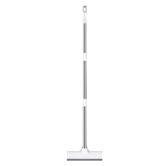 Uutvmp Long Handle Floor Scrub Brush with Squeegee, 2 in 1 Deck Scrub Brush with Stiff Brush Bristles for Cleaning Bathroom, Deck, Garage, Patio