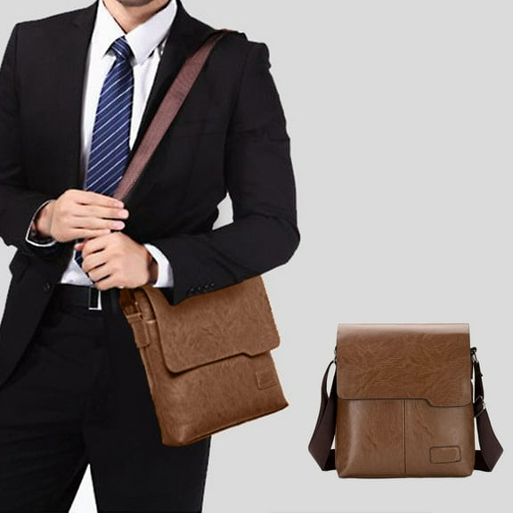 Uutvmp Man Purses and Bags, Mens Leather Messenger & Crossbody Bag with Leather Shoulder Strap