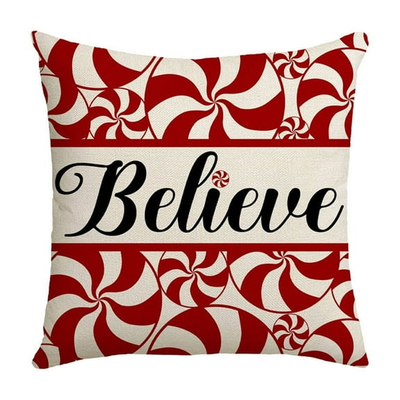 Uutvmp Merry Christmas Tree Decorative Throw Pillow Cover 17.7 x 17.7 Inch, Xmas Red Candy Canes Porch Patio Outdoor Pillowcase, Winter Holiday Holly Jolly Gifts Cushion Case Home Decor