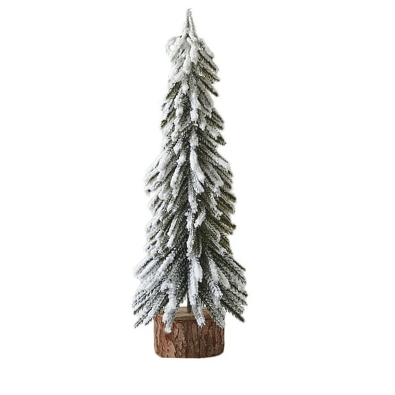 Uutvmp Mini Snow Flocked Christmas Tree Small Wooden Base, White Snow Pine Tree for Xmas Artificial Tabletop Tiny Decoration for Bedroom Table Desk Home Party Decor Supplies