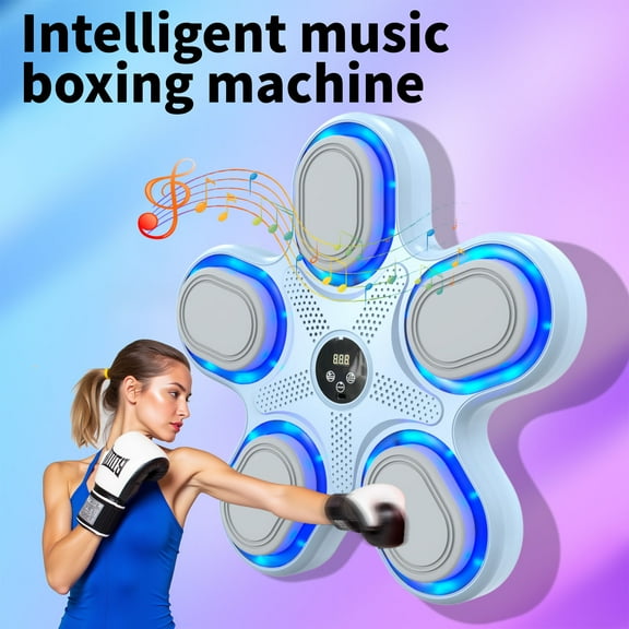 Uutvmp Music Boxing Machine, Home Wall Mounted Boxing Equipment with LED Lights Electronic Smart Focus Agility Training Digital Boxing Wall Target Punching Pads Suitable for Kids and Adults