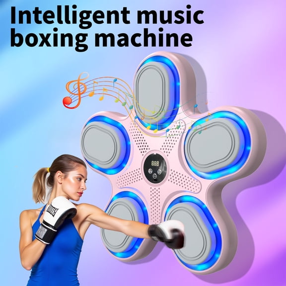 Uutvmp Music Boxing Machine, Home Wall Mounted Boxing Equipment with LED Lights Electronic Smart Focus Agility Training Digital Boxing Wall Target Punching Pads Suitable for Kids and Adults