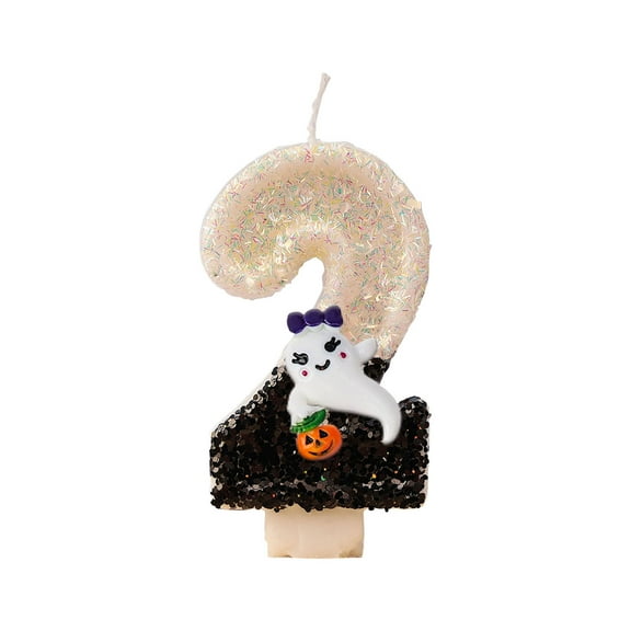 Uutvmp Number 2 Halloween Ghost Candle Decorations, Birthday Candle,Ghost Pumpkin Head Digital Candle Cake Decoration,Party Decoration Wedding Anniversary Celebration Supplies