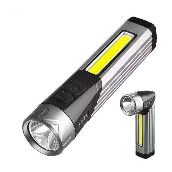 Uutvmp Outdoor LED Fixed Focus Rotating Strong Light Flashlight Watertight And Multifunctional 90 Degree Folding Handheld Work Light Portable USB Charging With Stro