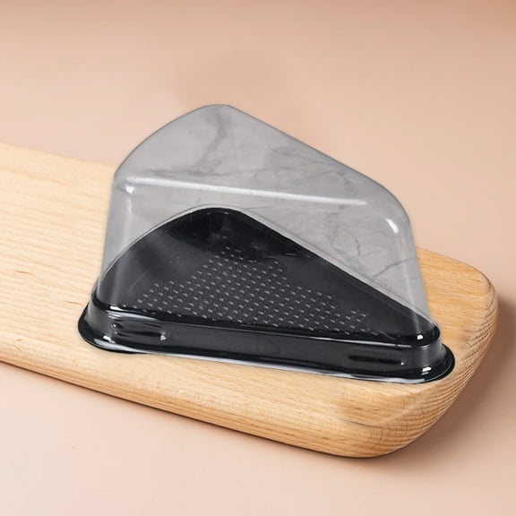 Uutvmp PLastic Cake Slice Box with Base, Disposable Baking Container 6 In Cheesecake Box, Clear Covers Triangle Plastic Pie Slice Boxes for Pastries or Cheesecakes