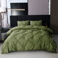 thumbnail image 1 of Uutvmp Pinch Pleated Duvet Cover Set, Queen Size Pintuck Bedding Set, Soft Pintuck Tufted Comforter Cover with 2 Pillow Shams Luxury Microfiber Quilt Cover Solid Breathable Zipper, 3 Pieces, 1 of 6