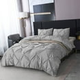 thumbnail image 1 of Uutvmp Pinch Pleated Duvet Cover Set, Queen Size Pintuck Bedding Set, Soft Pintuck Tufted Comforter Cover with 2 Pillow Shams Luxury Microfiber Quilt Cover Solid Breathable Zipper, 3 Pieces, 1 of 6