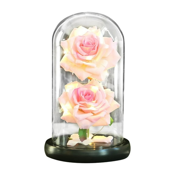 Uutvmp Preserved Flower Rose Valentines Day Gifts for Her, Forever Velvet Roses in Glass Dome, Roses Gifts for Women Mom Wife Grandma Birthday