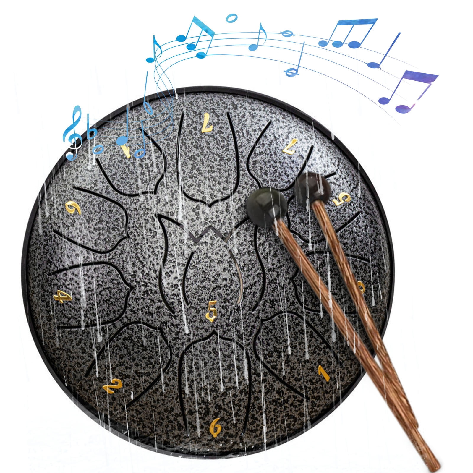 Uutvmp Rain Drum for Outside 11 Notes 6 Inch Rain Drum for Garden, Steel Tongue Drum Rain Chime, Chakra Drum for Rain, Outdoor Handpan Drum, Steel tongue drum, Rain Drums