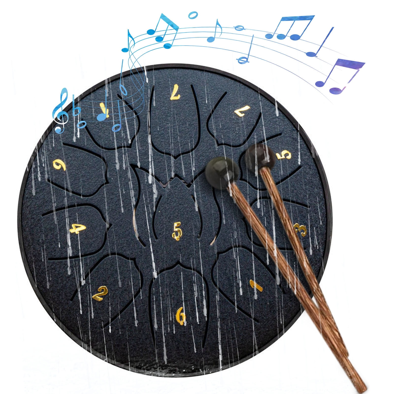 Uutvmp Rain Drum for Outside 11 Notes 6 Inch Rain Drum for Garden, Steel Tongue Drum Rain Chime, Chakra Drum for Rain, Outdoor Handpan Drum, Steel tongue drum, Rain Drums