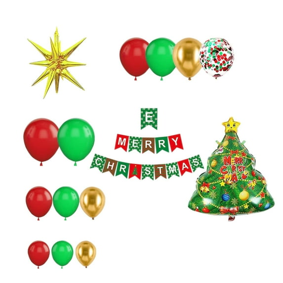 Uutvmp Red, Green, and Gold Christmas Balloon, Christmas Tree Flag Raising Party Decorations for Holiday Christmas Decorations Wedding Birthday Party Bar