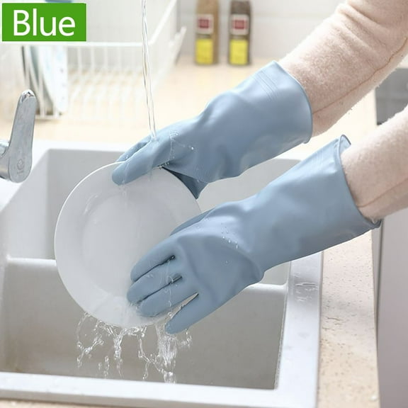 Uutvmp Reusable Cleaning Gloves Latex Free, Dishwashing Gloves with Cotton Flock Liner and Embossed Palm, Waterproof Household Gloves for Laundry, Gardening