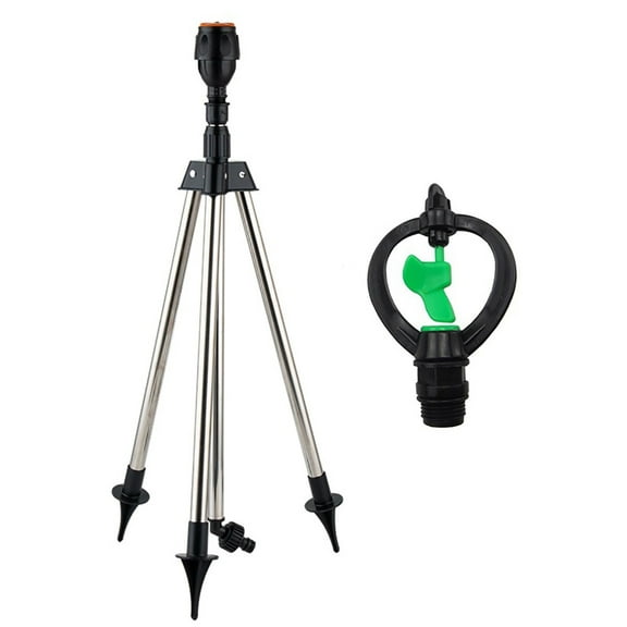 Uutvmp Rotating Tripod Sprinkler, 360 Degree Automatic Rotating Irrigation Watering Sprinklers, Tripod Water Sprinkler Large Area Coverage for Yard, Lawn, Garden