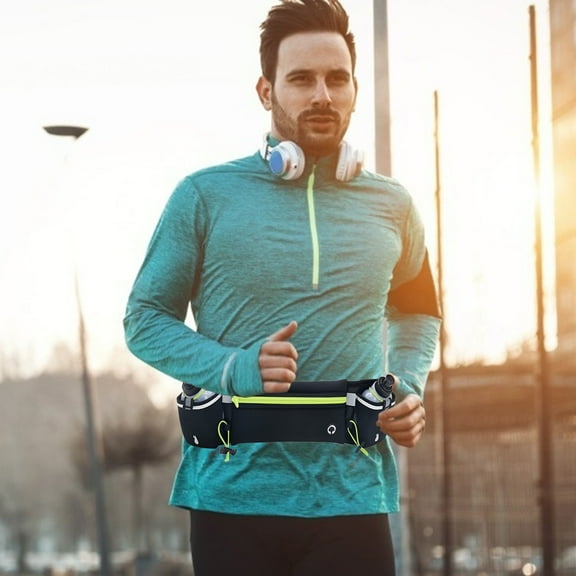 Uutvmp Running Belt with Water Bottles, Hydration Belt for Men and Women, Water Bottle Holder Running Pouch Belt, Fanny Pack Fits 7 inches Phones, Waist pack for Running Hiking Climbing