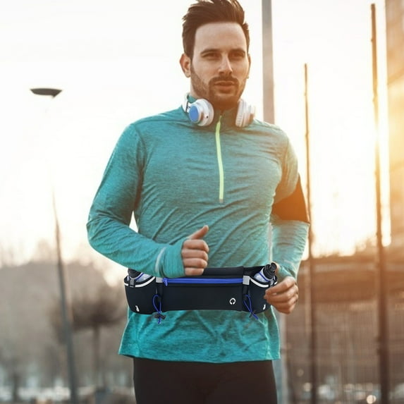 Uutvmp Running Belt with Water Bottles, Hydration Belt for Men and Women, Water Bottle Holder Running Pouch Belt, Fanny Pack Fits 7 inches Phones, Waist pack for Running Hiking Climbing