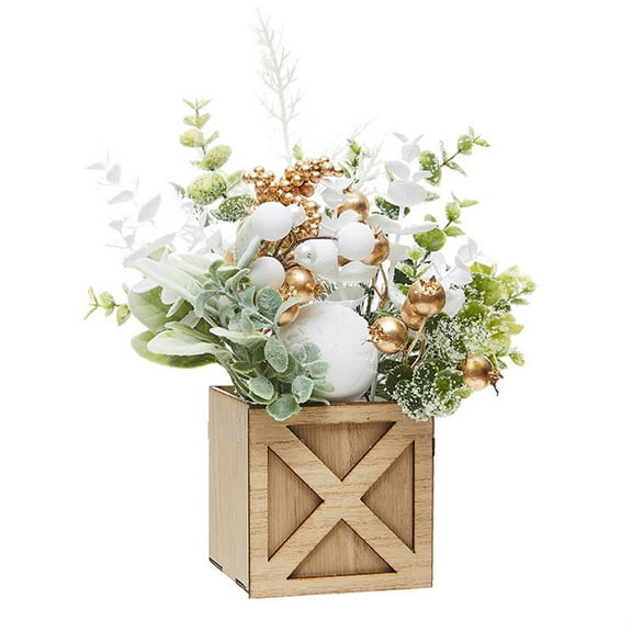 Uutvmp Simulated Potted Plant, Golden Decoration Christmas Small Box Desktop Decoration, Artificial Pot Plant for Wedding Holiday Indoor Xmas Party Decor