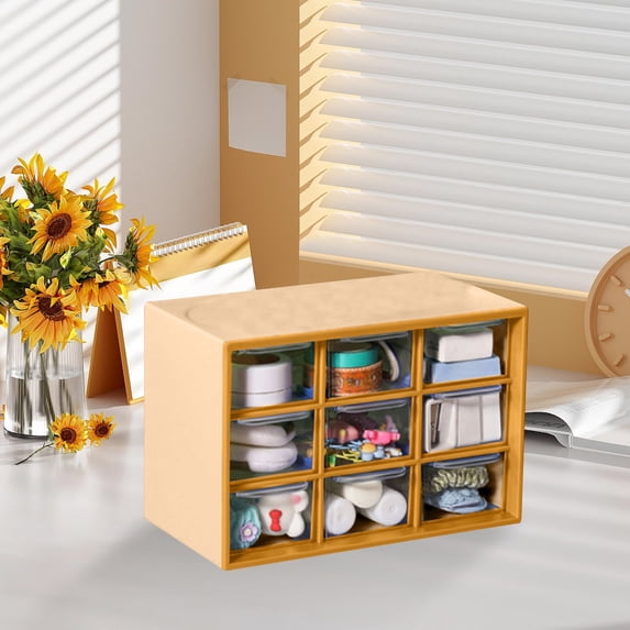 Uutvmp Small Drawer Organizer for Desk, Teacher Toolbox Organizer with 9 Clear Drawers Plastic Desktop Craft Storage Box for Desk Office Classroom Home, 7" x 3.8" x 4.7"