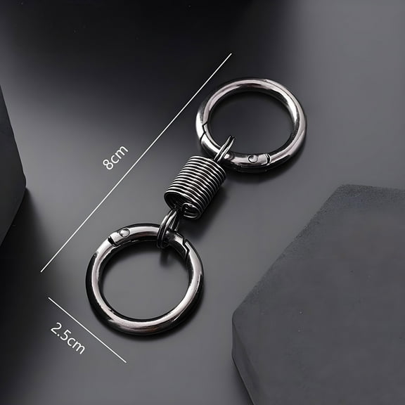Uutvmp Spring Double Ring Keychain, Nordic Retro Spring Double Ring Key Chain Detachable Key Clip Alloy Dual Key Ring Holders Spring Shaped Keychain Accessories for Various Keys