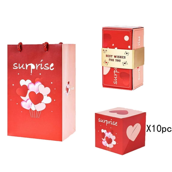 Uutvmp Surprise Box Gift Box for Money, Gift Love Box Explosion for Money, Folding Bouncing Money Gift Boxes for Christmas Birthday Valentine, 10*Surprise Jumping Box, 1*Gift Box, 1*Gift Bag